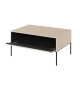 Table basse avec rangement beige sable et métal noir