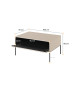 Table basse avec rangement beige sable et métal noir