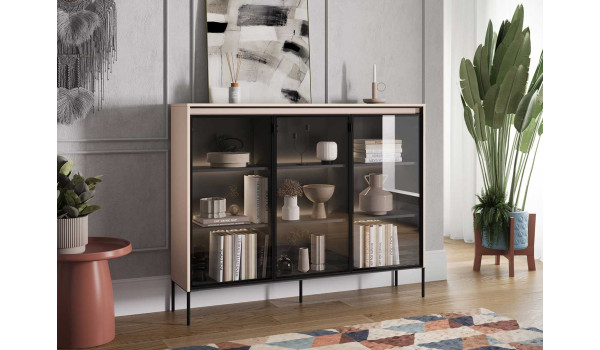 Buffet portes en verre avec éclairage