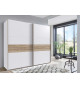 Armoire de chambre blanche & bois portes coulissantes