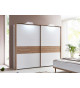 Armoire de chambre blanche & bois portes coulissantes