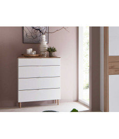 Commode à tiroir blanche et bois