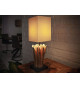 2 Lampes de table en bois flotté et lin beige
