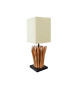 2 Lampes de table en bois flotté et lin beige
