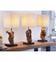 Lampes à poser lin beige et bois flotté