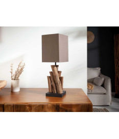 2 Lampes décoratives en bois et lin