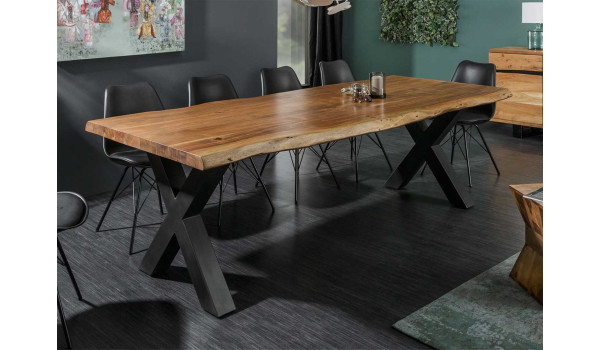 Table à manger massive en bois d'acacia