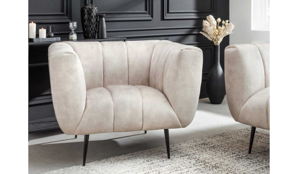 Fauteuil de salon en velours champagne