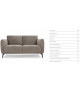 Canapé confort 2 places tissu beige foncé