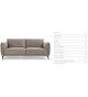 Canapé confort 3 places tissu beige foncé