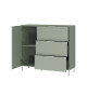 Commode vert sauge 1 porte 3 tiroirs