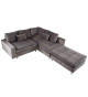 Canapé d'angle gris XXL avec pouf