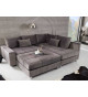 Canapé d'angle gris XXL avec pouf
