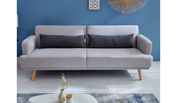 Canapé lit convertible tissu gris