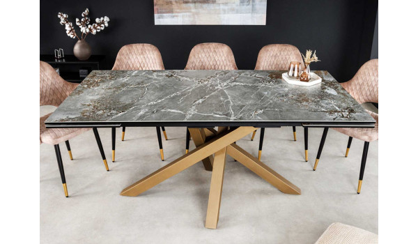 Table extensible céramique et pieds cuivré
