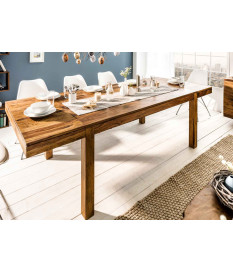 Table de repas en bois massif avec 2 allonges 160-240 cm