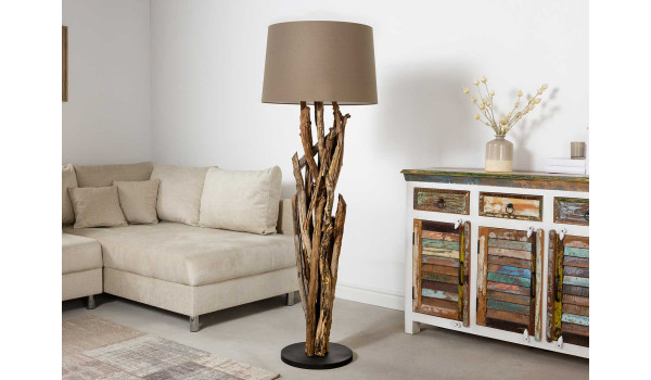Lampe sur pied en bois de Teck