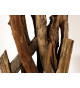 Lampe sur pied en bois de Teck et abat jour en lin beige
