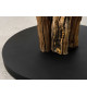 Lampe sur pied en bois de Teck et abat jour en lin beige