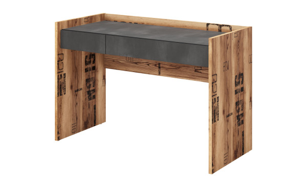 Bureau 2 tiroirs bois et acier 120 cm