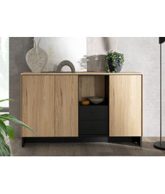Buffet bois et noir 150 cm