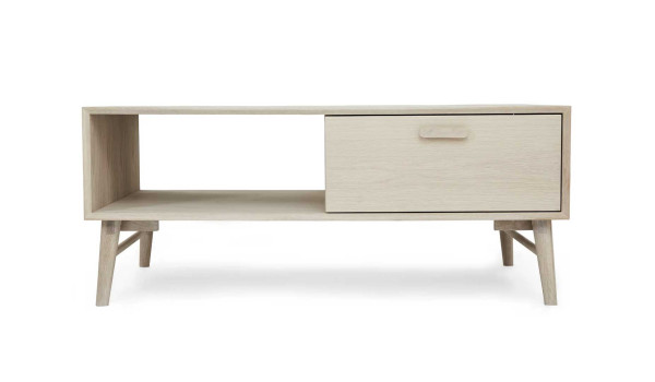 Table basse 120 cm Chêne blanchi style Scandinave