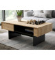 Table basse bois et noir avec rangement