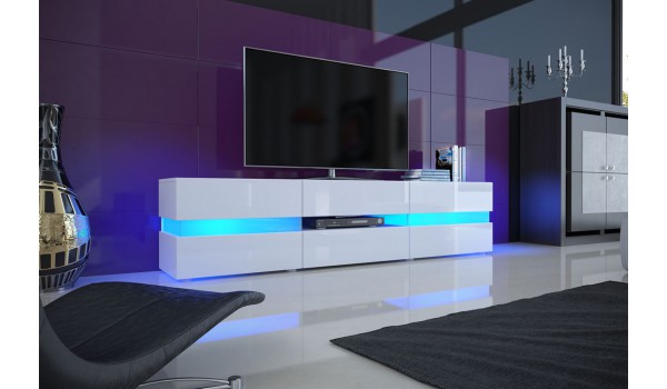 Meuble TV design blanc à led