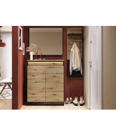 Meuble à chaussures avec miroir et porte manteaux