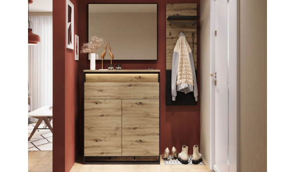 Meuble à chaussures avec miroir et porte manteaux