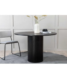 Table de repas ronde en placage de bois noir