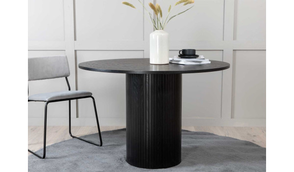 Table de repas ronde en placage de bois noir