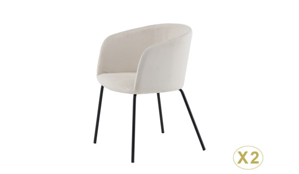 Lot de 2 chaises en velours et métal noir