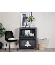 Commode vitrée en métal noir