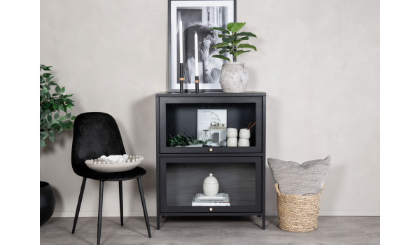 Commode vitrée en métal noir