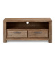 Meuble TV moderne 120 cm Acacia brun brossé