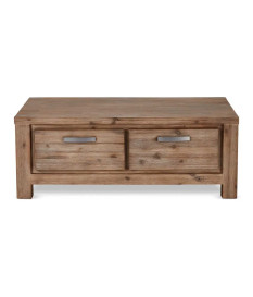 Table basse 4 tiroirs 120 cm Acacia brun brossé