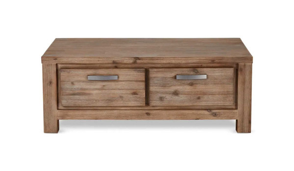 Table basse 4 tiroirs 120 cm Acacia brun brossé