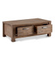Table basse 4 tiroirs 120 cm Acacia brun brossé
