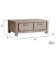 Table basse 4 tiroirs 120 cm Acacia brun brossé
