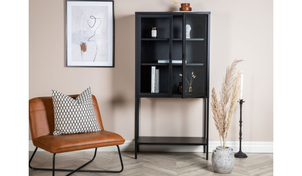 Petite armoire vitrée en métal noir