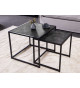 Lot de 2 tables basses carrées en métal noir