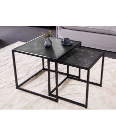 Lot de 2 tables basses carrées en métal noir