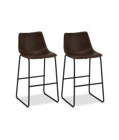 Chaise de bar simili cuir marron pas cher