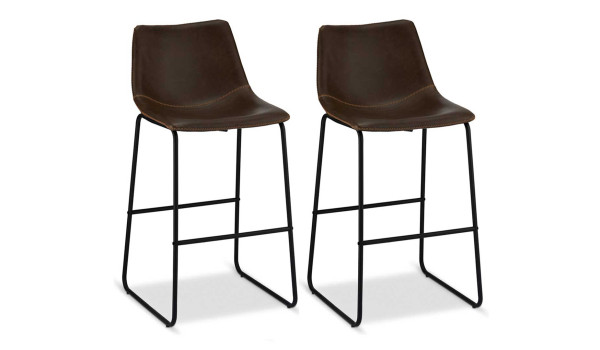 Chaise de bar simili cuir marron pas cher