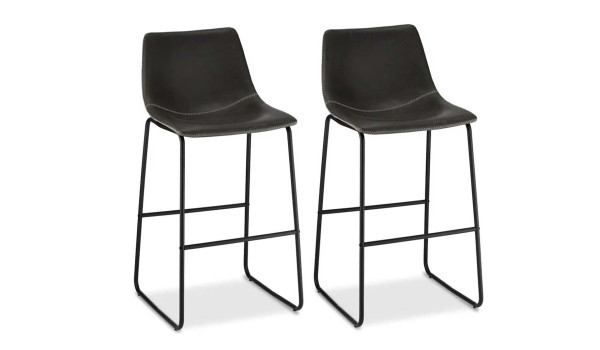 Chaise de bar simili cuir gris pas cher
