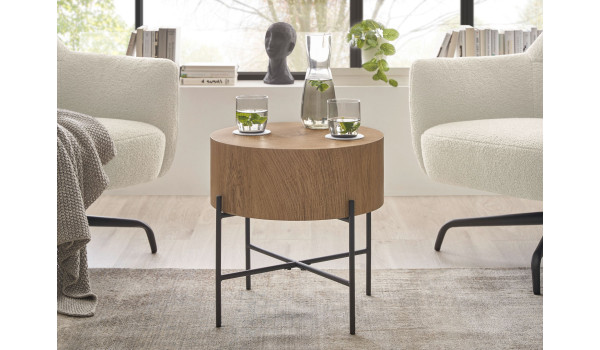 Table d'appoint ronde bois et métal