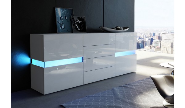 Buffet design blanc à led