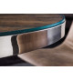 Table ronde 120 cm en teck & verre et acier chromé