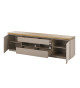 Meuble TV gris chaud et acacia 200 cm